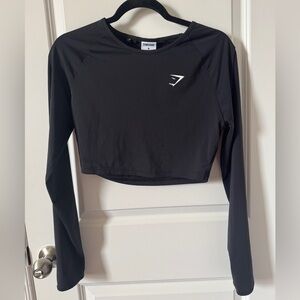 Gymshark Black Long Sleeve Crop Top W/Thumbholes-Medium